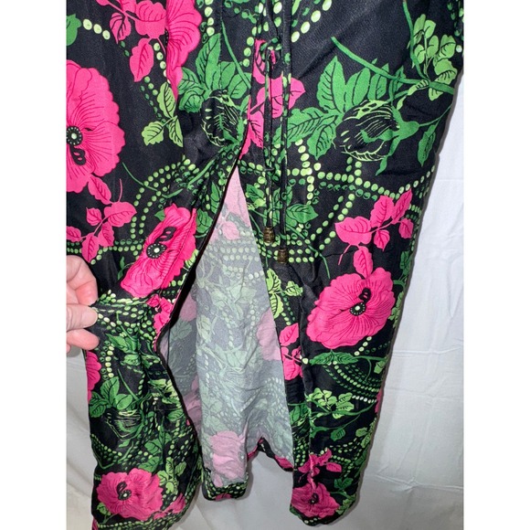 Maeve by Anthropologie Pink Floral V Neck Sleeveless Midi Dress Women's US 8 - Picture 5 of 8